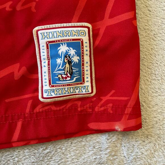 Hinano Tahiti Board Shorts Mens 29 Red Swimwear Surf Paddle Water Sports Swim - Picture 4 of 9